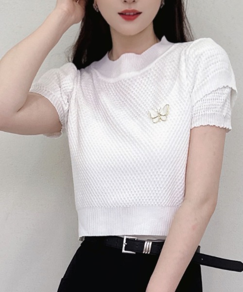shoppinggo(ショッピングゴー)の「夏服 新作 サマーニットトップス(Tシャツ/カットソー・レディース・ホワイト/ホワイト系その他/ブラック系その他/ホワイト系その他2/ブラック/ブラック系その他2・FREE)」の16枚目の写真