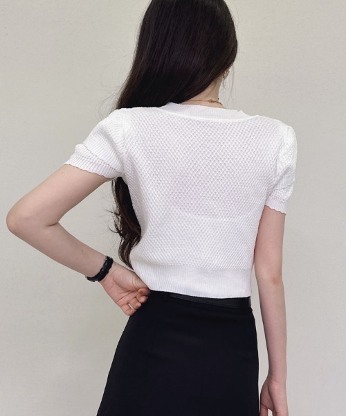 shoppinggo(ショッピングゴー)の「夏服 新作 サマーニットトップス(Tシャツ/カットソー・レディース・ホワイト/ホワイト系その他/ブラック系その他/ホワイト系その他2/ブラック/ブラック系その他2・FREE)」の15枚目の写真
