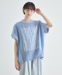 異素材切替プリントTシャツ