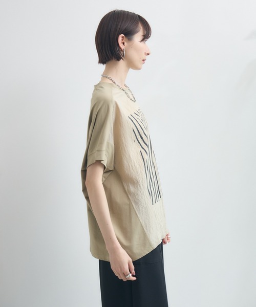 Paradise Picnic(パラダイスピクニック)の「異素材切替プリントTシャツ(Tシャツ/カットソー・レディース・ベージュ/ホワイト/ブラック・FREE)」の10枚目の写真