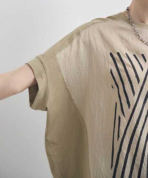 Paradise Picnic(パラダイスピクニック)の「異素材切替プリントTシャツ(Tシャツ/カットソー・レディース・ベージュ/ホワイト/ブラック・FREE)」の5枚目の写真