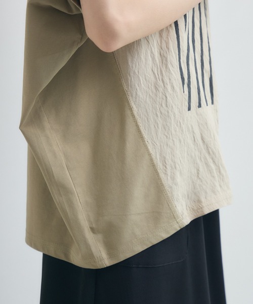 Paradise Picnic(パラダイスピクニック)の「異素材切替プリントTシャツ(Tシャツ/カットソー・レディース・ベージュ/ホワイト/ブラック・FREE)」の4枚目の写真