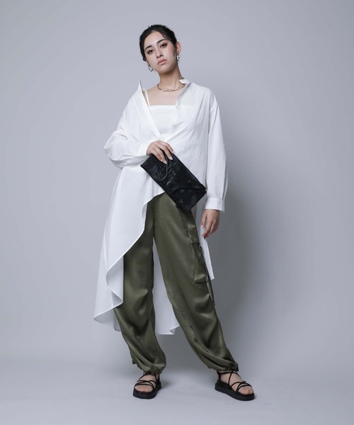 【関税込み】VETEMENTS ベージュ メタル リンクル カーゴパンツ セール】高身長 タックカーゴパンツ 丈長め・トールサイズ