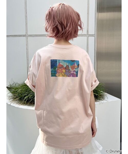 merry jenny（メリージェニー）の「Lilo & Stitch 「ジジとマートルの仲間たち」Tシャツ（Tシャツ/カットソー・レディース・オフホワイト/チャコールグレー/ピンク・FREE）」の7枚目の写真