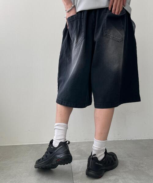 WEGO(ウィゴー)の「WEGO/ツイルブラスト加工ワイドショートパンツ(デニムパンツ・メンズ・ベージュ/ブラック・LARGE/MEDIUM)」の11枚目の写真