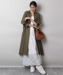 MK MICHEL KLEIN | コットンリネンロングシャツワンピース/洗える(シャツワンピース)
