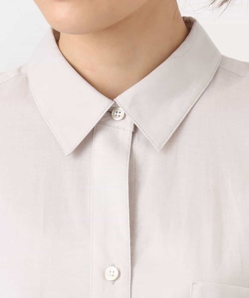 MK MICHEL KLEIN（エムケーミッシェルクラン）の「コットンリネンロングシャツワンピース/洗える（シャツワンピース・レディース・カーキ/グレイッシュベージュ・38）」の3枚目の写真