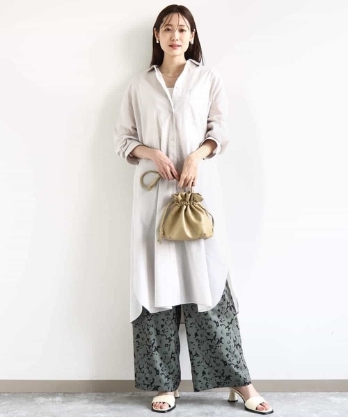 MK MICHEL KLEIN（エムケーミッシェルクラン）の「コットンリネンロングシャツワンピース/洗える（シャツワンピース・レディース・カーキ/グレイッシュベージュ・38）」の15枚目の写真