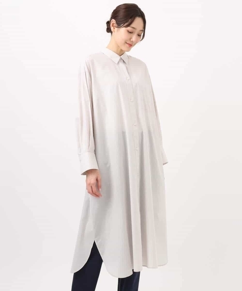 MK MICHEL KLEIN（エムケーミッシェルクラン）の「コットンリネンロングシャツワンピース/洗える（シャツワンピース・レディース・カーキ/グレイッシュベージュ・38）」の20枚目の写真