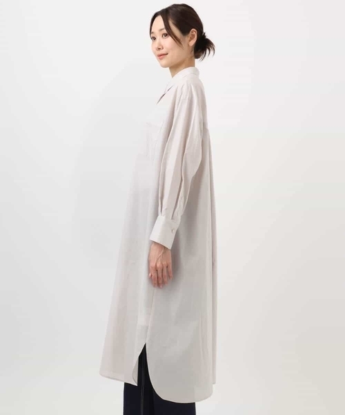 MK MICHEL KLEIN（エムケーミッシェルクラン）の「コットンリネンロングシャツワンピース/洗える（シャツワンピース・レディース・カーキ/グレイッシュベージュ・38）」の21枚目の写真