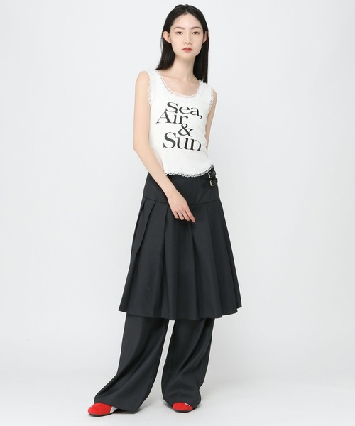 AP STUDIO  レイヤードパンツ スカート付き グレー 38 スカートレイヤードパンツ（スラックス）｜AP STUDIO（エーピー