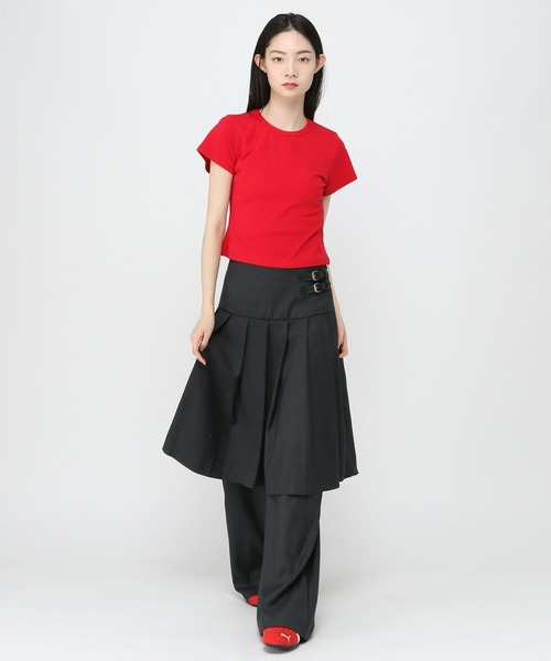 PLACE STUDIO（プレイススタジオ）の「PLACE STUDIO／ミディスカートレイヤードパンツ（その他パンツ・レディース・チャコール/ブラック・FREE）」の10枚目の写真