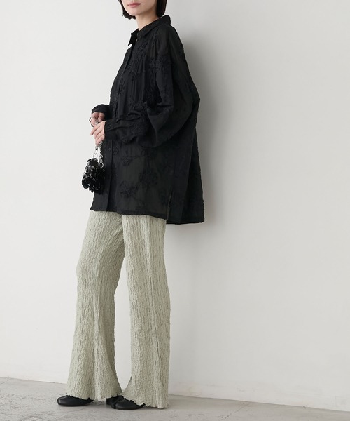 forksy.】シャーリング 裾メロー フレアパンツ（その他パンツ