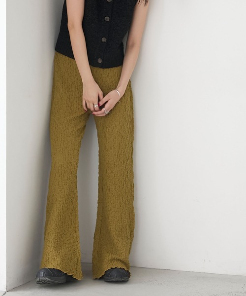 forksy.（フォルクシー）の「【forksy.】シャーリング 裾メロー フレアパンツ（その他パンツ・レディース・オフホワイト/ブラック/ライトブルー/ブラウン/ライトグレー/キャメル/レッド/イエロー・M/L）」の18枚目の写真