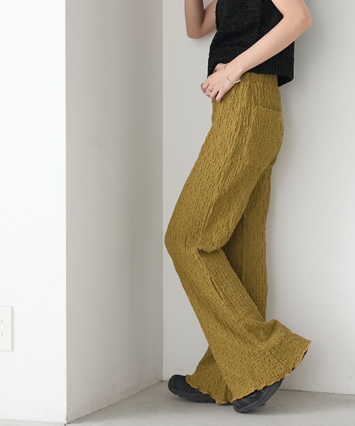 forksy.（フォルクシー）の「【forksy.】シャーリング 裾メロー フレアパンツ（その他パンツ・レディース・オフホワイト/ブラック/ライトブルー/ブラウン/ライトグレー/キャメル/レッド/イエロー・M/L）」の20枚目の写真