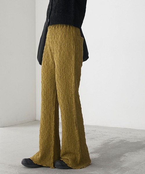 forksy.（フォルクシー）の「【forksy.】＜エブリデイシリーズ＞シャーリング 裾メロー フレアパンツ（その他パンツ・レディース・オフホワイト/ブラック/ライトブルー/ブラウン/ライトグレー/キャメル/レッド/イエロー/チャコールグレー/レッド系・M/L/S）」の17枚目の写真