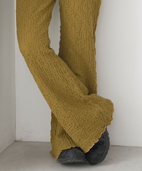 forksy.（フォルクシー）の「【forksy.】＜エブリデイシリーズ＞シャーリング 裾メロー フレアパンツ（その他パンツ・レディース・オフホワイト/ブラック/ライトブルー/ブラウン/ライトグレー/キャメル/レッド/イエロー/チャコールグレー/レッド系・M/L/S）」の19枚目の写真