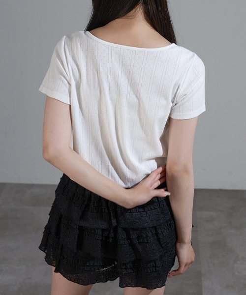 apres jour mignon(アプレジュールミニョン)の「フロントリボンクロップドトップス【ZOZOTOWN限定アイテム】(カーディガン/ボレロ・レディース・ブラウン系その他/ネイビー/オフホワイト・X-LARGE/フリー)」の6枚目の写真