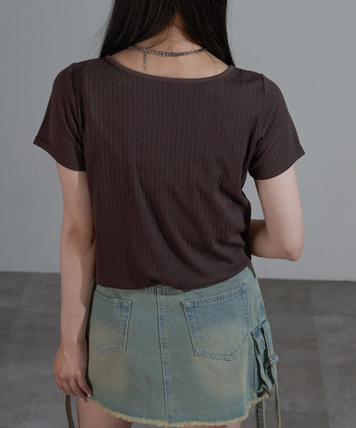 apres jour mignon(アプレジュールミニョン)の「フロントリボンクロップドトップス【ZOZOTOWN限定アイテム】(カーディガン/ボレロ・レディース・ブラウン系その他/ネイビー/オフホワイト・X-LARGE/フリー)」の10枚目の写真