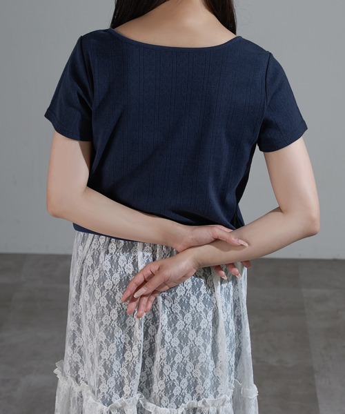 apres jour mignon(アプレジュールミニョン)の「フロントリボンクロップドトップス【ZOZOTOWN限定アイテム】(カーディガン/ボレロ・レディース・ブラウン系その他/ネイビー/オフホワイト・X-LARGE/フリー)」の14枚目の写真