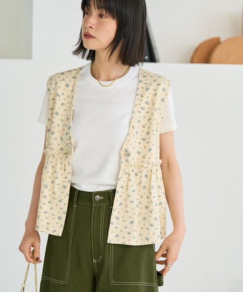 デニム ペプラムギャザーベスト（ベスト）｜FREAK'S STORE（フリークス