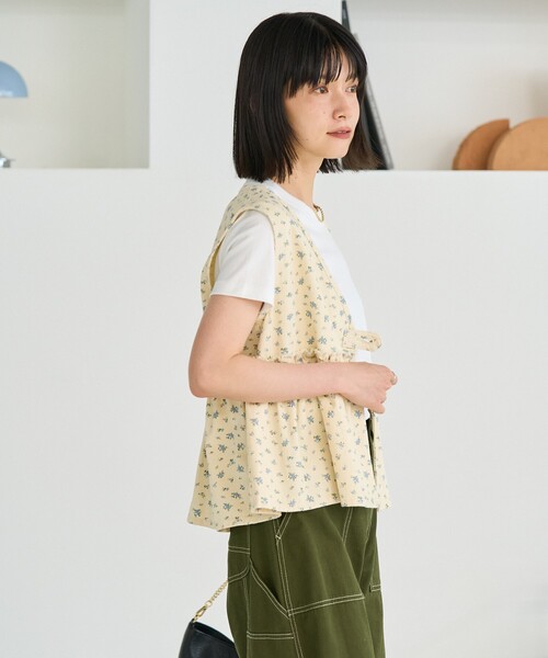 デニム ペプラムギャザーベスト（ベスト）｜FREAK'S STORE