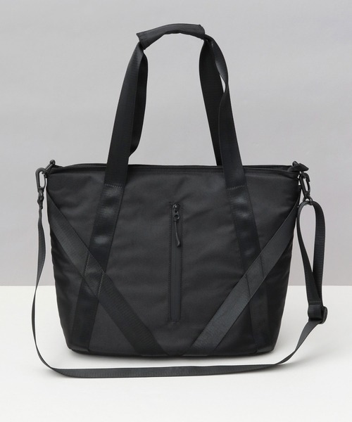 撥水加工 多収納ポケット ショルダーベルト付き ビジネストートバッグ