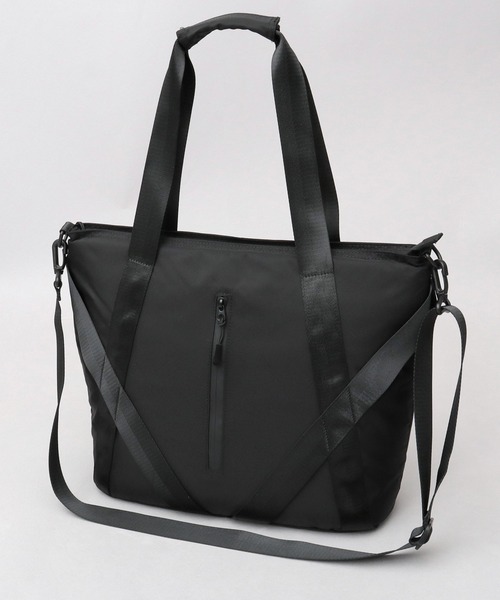 撥水加工 多収納ポケット ショルダーベルト付き ビジネストートバッグ