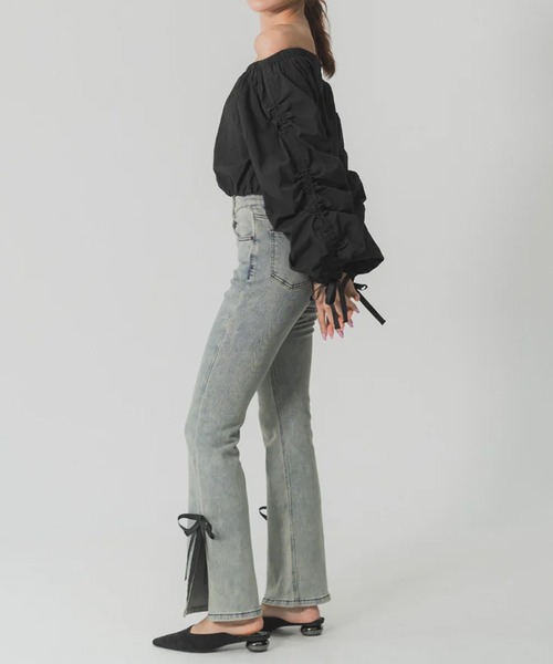 【値下げしました】RANCLIC サイドスリットデニムリボンパンツM 新品未使用 BEST SELLER】side slit denim ribbon pants – RANCLIC
