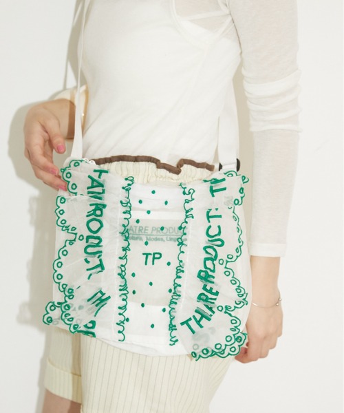 THEATRE PRODUCTS（シアタープロダクツ）の「オーガンジーフリルショルダーバッグ（ショルダーバッグ・レディース・ホワイト/ブラック・FREE）」の9枚目の写真