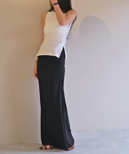 AKTE(アクテ)の「サイドホックタンクトップ(タンクトップ・レディース・ホワイト/ブラック・FREE)」の8枚目の写真