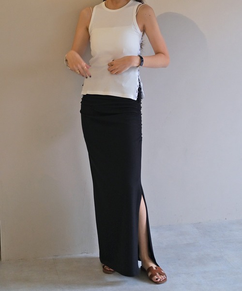 AKTE(アクテ)の「サイドホックタンクトップ(タンクトップ・レディース・ホワイト/ブラック・FREE)」の6枚目の写真