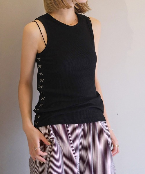 AKTE(アクテ)の「サイドホックタンクトップ(タンクトップ・レディース・ホワイト/ブラック・FREE)」の19枚目の写真