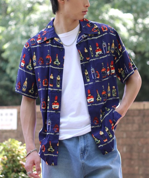 Salong hameu(サロン ハミュー)の「レーヨンアロハシャツ メンズ レディース ユニセックス/無地・花柄・和柄・総柄 半袖(シャツ/ブラウス・メンズ・ネイビー系/ブラック系その他/ネイビー系2/ブラック系その他3/ホワイト系その他2/ブラック/ブルー系その他2/ブラック系その他2/ネイビー系3/ブルー系その他3/ネイビー系4/ブラウン系その他/ホワイト系その他/ネイビー系1/ブラック系その他4/ブルー系その他/オレンジ/グリーン系その他/グリーン系その他2・S/M/L/LL)」の11枚目の写真