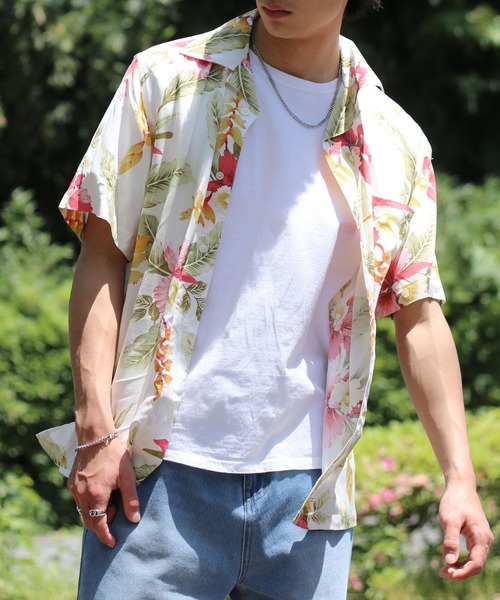 Salong hameu(サロン ハミュー)の「レーヨンアロハシャツ メンズ レディース ユニセックス/無地・花柄・和柄・総柄 半袖(シャツ/ブラウス・メンズ・ネイビー系/ブラック系その他/ネイビー系2/ブラック系その他3/ホワイト系その他2/ブラック/ブルー系その他2/ブラック系その他2/ネイビー系3/ブルー系その他3/ネイビー系4/ブラウン系その他/ホワイト系その他/ネイビー系1/ブラック系その他4/ブルー系その他/オレンジ/グリーン系その他/グリーン系その他2・S/M/L/LL)」の3枚目の写真