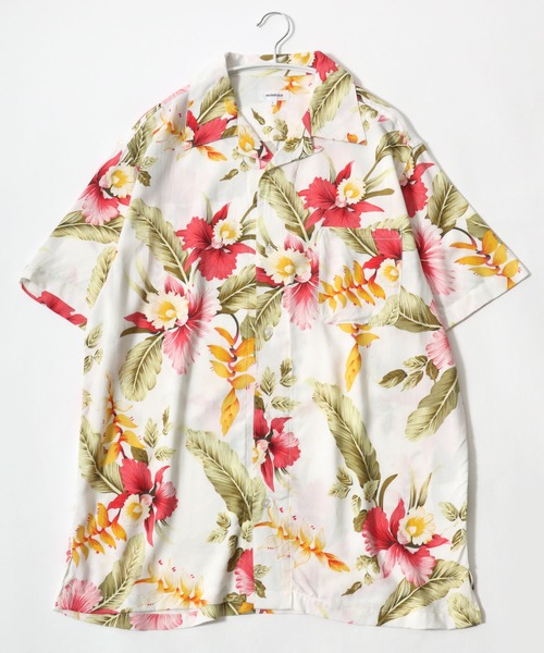 Salong hameu(サロン ハミュー)の「レーヨンアロハシャツ メンズ レディース ユニセックス/無地・花柄・和柄・総柄 半袖(シャツ/ブラウス・メンズ・ネイビー系/ブラック系その他/ネイビー系2/ブラック系その他3/ホワイト系その他2/ブラック/ブルー系その他2/ブラック系その他2/ネイビー系3/ブルー系その他3/ネイビー系4/ブラウン系その他/ホワイト系その他/ネイビー系1/ブラック系その他4/ブルー系その他/オレンジ/グリーン系その他/グリーン系その他2・S/M/L/LL)」の22枚目の写真