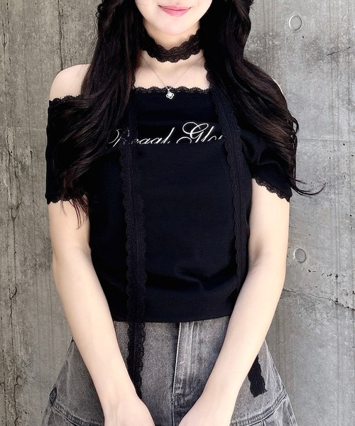 INGNI(イング)の「レースチョーカー付リブトップス(Tシャツ/カットソー・レディース・ブラック/オフホワイト/グレー・M)」の13枚目の写真