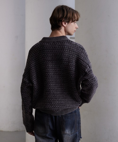 CLEL(クレイル)の「【CLEL】Vintage Design 3D Knit Polo / ヴィンテージデザイン3Dニットポロ(ニット/セーター・メンズ・チャコールグレー/チャコールアッシュ/ネイビー・M/S/XS/L)」の13枚目の写真