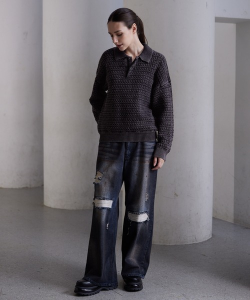 CLEL(クレイル)の「【CLEL】Vintage Design 3D Knit Polo / ヴィンテージデザイン3Dニットポロ(ニット/セーター・メンズ・チャコールグレー/チャコールアッシュ/ネイビー・M/S/XS/L)」の18枚目の写真