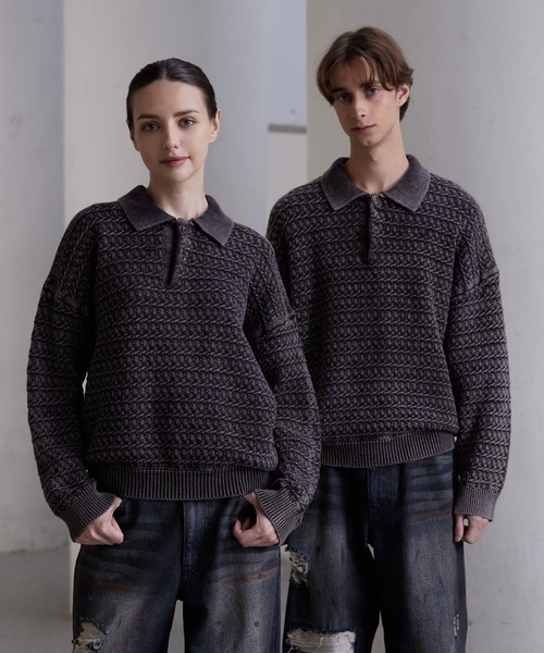 CLEL(クレイル)の「【CLEL】Vintage Design 3D Knit Polo / ヴィンテージデザイン3Dニットポロ(ニット/セーター・メンズ・チャコールグレー/チャコールアッシュ/ネイビー・M/S/XS/L)」の20枚目の写真