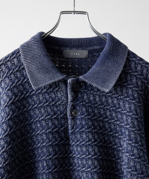CLEL】Vintage Design 3D Knit Polo / ヴィンテージデザイン3D