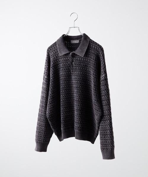 CLEL(クレイル)の「【CLEL】Vintage Design 3D Knit Polo / ヴィンテージデザイン3Dニットポロ(ニット/セーター・メンズ・チャコールグレー/チャコールアッシュ/ネイビー・M/S/XS/L)」の4枚目の写真