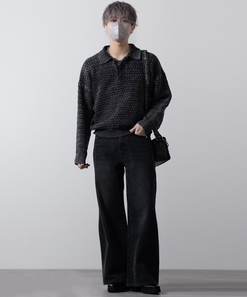 CLEL】Vintage Design 3D Knit Polo / ヴィンテージデザイン3D