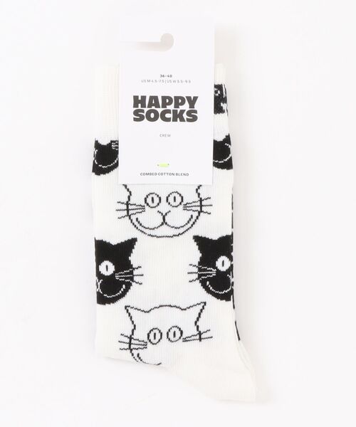 Happy Socks(ハッピーソックス)の「★Happy Socks★ CAT Design sock(ソックス/靴下・レディース・ブラック系その他/ブラック/ホワイト・MEDIUM/SMALL)」の1枚目の写真