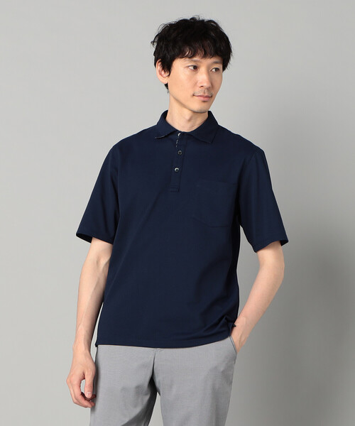 COMME CA MEN(コムサメン)の「AEGEAN ORGANICシルケットカノコ カッタウェイポロシャツ(ポロシャツ・メンズ・グレー/ネイビー・L/M)」の1枚目の写真