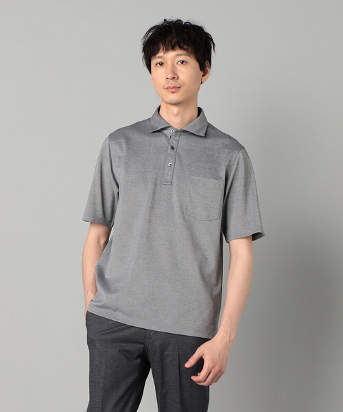 COMME CA MEN(コムサメン)の「AEGEAN ORGANICシルケットカノコ カッタウェイポロシャツ(ポロシャツ・メンズ・グレー/ネイビー・L/M)」の2枚目の写真