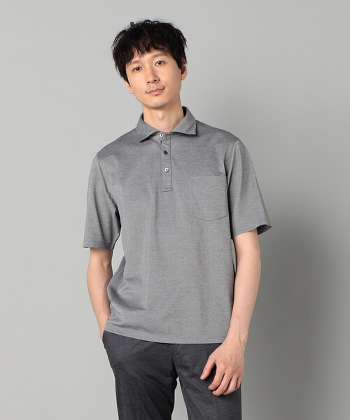 COMME CA MEN(コムサメン)の「AEGEAN ORGANICシルケットカノコ カッタウェイポロシャツ(ポロシャツ・メンズ・グレー/ネイビー・L/M)」の3枚目の写真