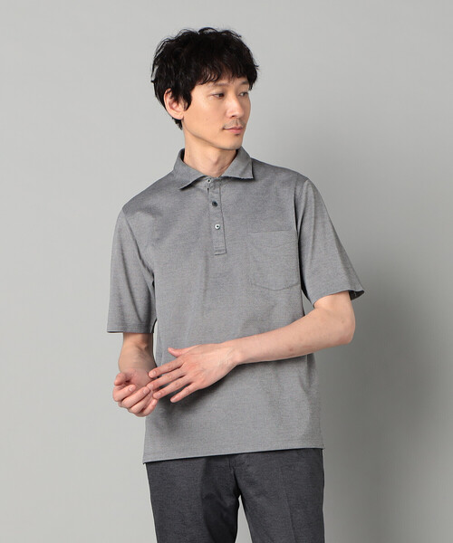 COMME CA MEN(コムサメン)の「AEGEAN ORGANICシルケットカノコ カッタウェイポロシャツ(ポロシャツ・メンズ・グレー/ネイビー・L/M)」の4枚目の写真