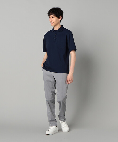 COMME CA MEN(コムサメン)の「AEGEAN ORGANICシルケットカノコ カッタウェイポロシャツ(ポロシャツ・メンズ・グレー/ネイビー・L/M)」の5枚目の写真