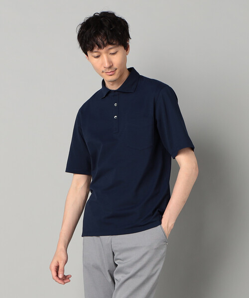 COMME CA MEN(コムサメン)の「AEGEAN ORGANICシルケットカノコ カッタウェイポロシャツ(ポロシャツ・メンズ・グレー/ネイビー・L/M)」の7枚目の写真